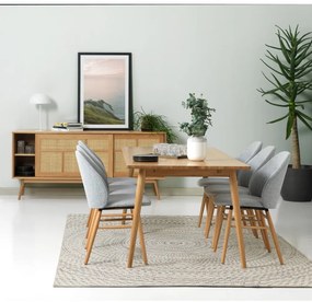 Cassettiera bassa effetto rovere con ante scorrevoli in colore naturale 180x80 cm Barrali - Unique Furniture