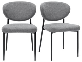 Sedie in tessuto effetto velluto grigio e metallo nero (lotto di 2) BREKA
