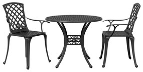 Set Da Bistrot 3 Pz Nero İn Alluminio Pressofuso /