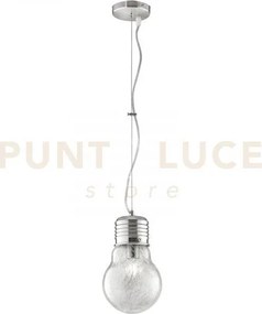 Lampadario a sospensione lampadina cromo 1 luce attacco e27 15x120cm