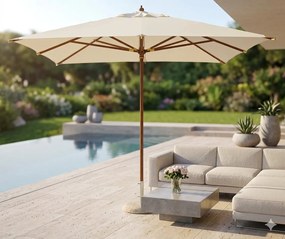 Ombrellone da Giardino 3x3 m Palo Ø48 mm Quadrato Struttura in Legno Vorghini Ecrù...