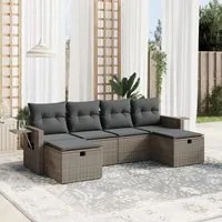 Set Divano da Giardino 6 pz con Cuscini Grigio in Polyrattan 3263856