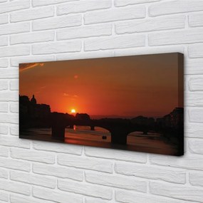 Stampa quadro su tela Sunset del fiume Italia 100x50 cm