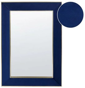 Specchio da parete velluto blu marino e oro 50 x 70 cm LAUTREC Beliani