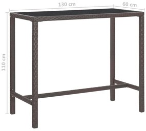 Set da Bar da Giardino 5 pz con Cuscini in Polyrattan Marrone