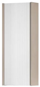 Pensile bagno Niwa laccato opaco sabbia con vetro bianco, 1 anta apertura da sinistra P 17 x L 30 x H 78.5 cm