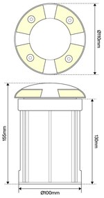 Faretto Interrato 4 Direzioni GU10 IP67 - INOX con doppio pressacavo