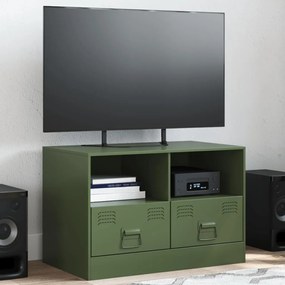 Mobile tv verde oliva 67x39x44 cm in acciaio