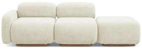 Chaise lounge componibile color crema (con penisola a destra) con rivestimento in bouclé Ailani – Makamii