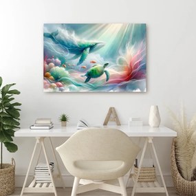 Quadro su tela – Balena e tartaruga marina