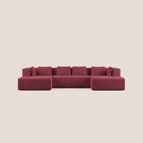 Nettuno divano panoramico in morbido tessuto bouclè T07 rosso X
