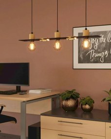 Lampadario Industriale Bramerton nero 3x E27 EGLO
