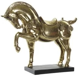 Statua Decorativa DKD Home Decor 29 x 9 x 25 cm Cavallo Nero Dorato
