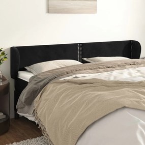 Testiera Ad Orecchio Nera 203x23x78/88 Cm İn Velluto /