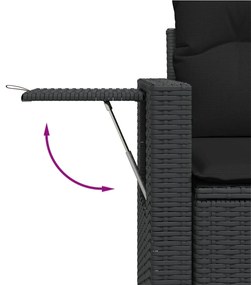 Set Divani da Giardino 10pz con Cuscini in Polyrattan Nero