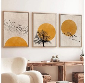 Set di 3 quadri incorniciati 50x70 cm beige/arancione