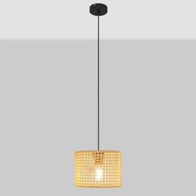 Lampadario a sospensione con filo ALBA 1xE27/15W/230V diametro 20 cm rattan/nero