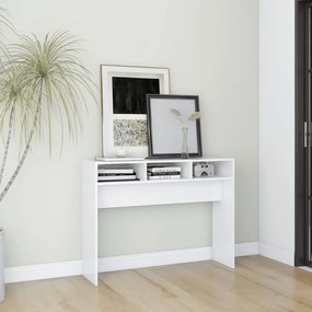 Tavolino Consolle Bianco 105x30x80 Cm İn Legno Multistrato /