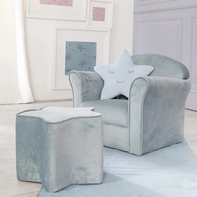 Sedia per bambini in velluto azzurro Lil Sofa - Roba