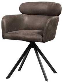 Sedia da pranzo marrone scuro in imbottito con braccioli Fenne – WOOOD