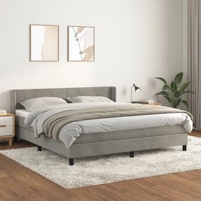 Giroletto A Molle Con Materasso Grigio Chiaro 160x200cm Velluto /