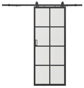 Porta scorrevole con sistema esterno muro H205 x L73 cm Alluminio e Vetro temperato smerigliato - WILDEN II