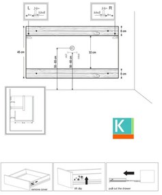 Kamalu - mobile bagno a terra 180 cm con piano bianco solid surface e 5 cassetti sp-180ss5