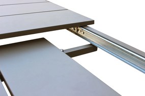 ALASKA - set tavolo in alluminio cm 214/280 x 100 x 75,5 h con 8 poltrone Aulus