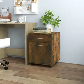 Armadietto Con Ruote Rovere Fumo 45x38x54 Cm Legno Multistrato /