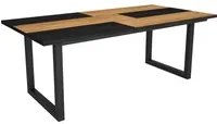 Tavolo da pranzo 10 posti 194x90 cm con gambe in legno a U stile moderno colore Rovere e Nero