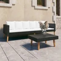 Set Divani da Giardino 2 pz con Cuscini in Polyrattan Nero cod mxl 44507