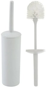 Portascopino wc da appoggio tondo bianco in plastica con scopino
