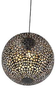Lampada a sospensione orientale nera con oro 45 cm - Radiante