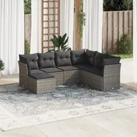 Set Divani da Giardino 7 pz con Cuscini Grigio in Polyrattan 3217990