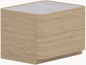 Cassettiera effetto legno con piano in vetro Noble