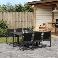 Set da Pranzo da Giardino 7 pz Nero in Textilene 3295119