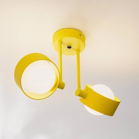 Argon Plafoniera Mado in acciaio, gialla, 2 luci