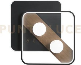 Plafoniera led cricket nera e legno 40w 4540lm cct 3000k 4000k 6500...