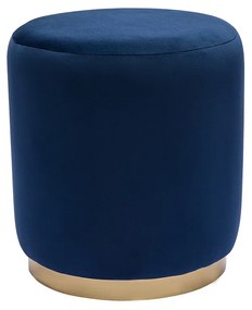 Puf rotondo in velluto blu navy e metallo dorato D40 cm AMAYA