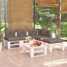 Set divani da giardino pallet 6 pz con cuscini in legno di pino