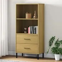 Libreria 2 Cassetti Marrone 60x35x128,5 cm Legno Massello OSLO 351009