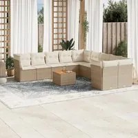 Set Divani da Giardino 11 pz con Cuscini Beige in Polyrattan 3223853