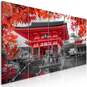 Quadro Kyoto, Japan (5 Parts) Narrow  Colore Rosso, Dimensioni e Misure 225x90