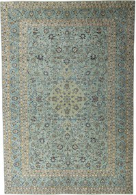 Kashan Tappeto 310 x 450 Verde (Iran) Annodato A Mano