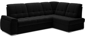 Divano angolare nero allungabile/con contenitore (con penisola a destra/a L) Sado – ELTAP