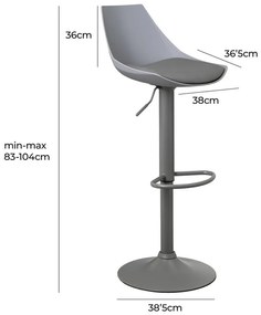Sgabelli da bar grigi ad altezza regolabile in similpelle in set di 2 (altezza seduta 56,5 cm) - Casa Selección