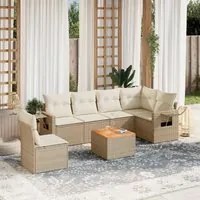 Set Divani da Giardino 7 pz con Cuscini Beige in Polyrattan 3224588