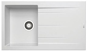 Lavello integrato 1 vasca con gocciolatoio laterale destro o sinistro DELINIA Alazia granito L 50 x L 86 cm bianco