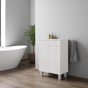 Mobile multiuso 60x34 con ante e cassetto GAIA Bianco Lucido