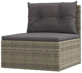 Set Divani da Giardino 10 pz con Cuscini in Polyrattan Grigio